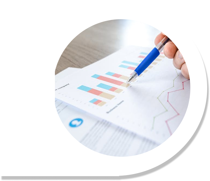 Imagen circular de graficas y datos 